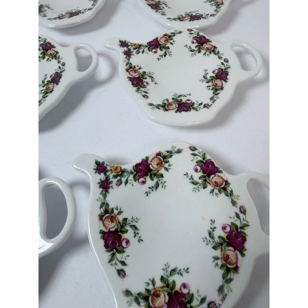 Royal Albert Old Country Roses Melamine Tea Bag Holders Lot Of 6 #3